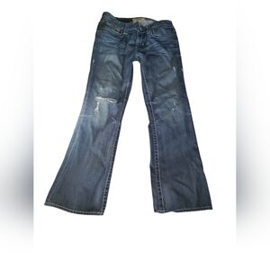 Big Star Sz 30R Low Rise Women's Distressed Dark Blue Flare Jeans